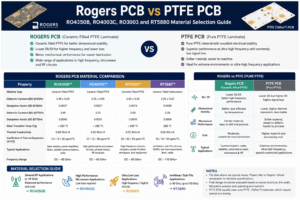 Rogers and PTFE high-frequency PCB materials used in advanced electronics